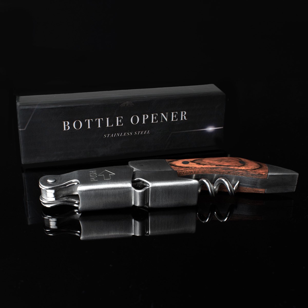 Kurkentrekker - Multifunctioneel - Kurkentrekker Wijn - Kelnersmes - 3 in 1 set - Wijnopener - RVS - Bieropener - Flesopener - Bruin en RVS - van Nimma — cadeau in Kookcadeaus - foto 8