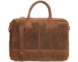 Micmacbags Nevada Laptoptas 15,6 inch - Leer - Schoudertas - A4 tas - Werk - Leren Business Tas - Bruin - 100% Leer