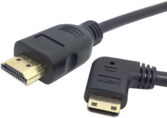 Mini HDMI - HDMI kabel - 90° haaks naar links - versie 1.4 (4K 30Hz) - 0,50  meter | bol.com