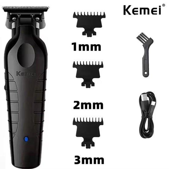 Krachtige Kemei Tondeuse - Keramische Trimmer - Usb-Oplaadbare Scheerapparaat voor Gezichtshaar, Hoofdhaar en Lichaamshaar - Perfecte Lichaamshaar Verzorging - Kleur: Zwart