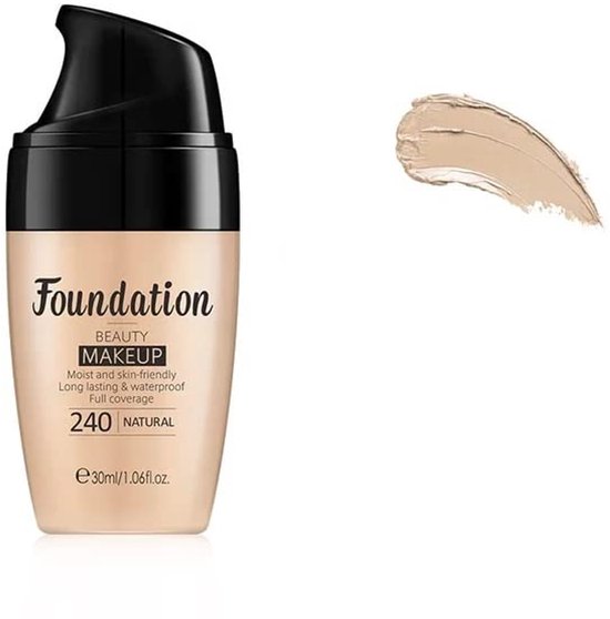 Foto: Laikou foundation beauty make up waterproof natuurlijk dekkende foundation langdurig lang houdende foundation zacht glad vloeibaar mat huidvriendelijk fond de teint kleur nr 240 naturel soft matte full coverage liquid foundation