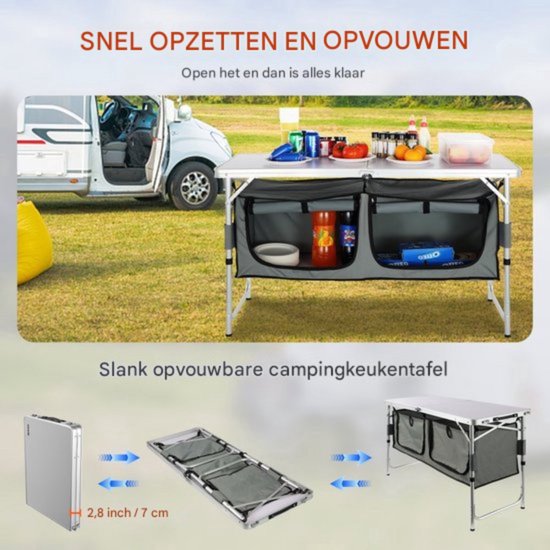 Campingkeuken - Verstelbaar - Camping reiskeuken - Keuken Opklapbaar - Kampeerkeuken - Kampeerkast - Campingkast met 2 Kastjes — afbeelding 4