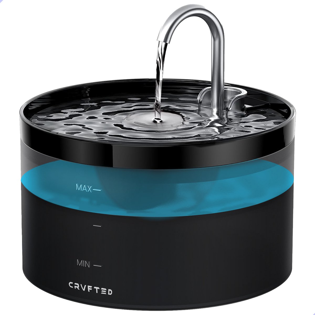 Bol.com CRVFTED Drinkfontein - Zwart - Waterfontein voor Katten en Honden - Compact - Incl. 1 Extra Filter - 2L. - Muisstil aanbieding