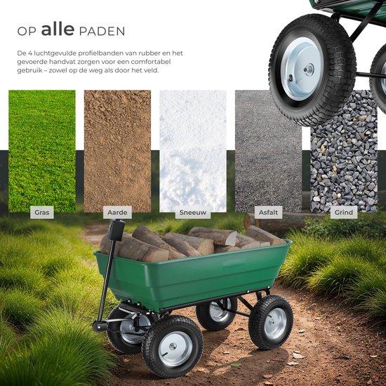 tectake® Transportkar Tummi met luchtbanden - Draagkracht 300kg - Tuinwagen met kantelfunctie van Merkloos — afbeelding 4