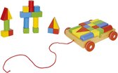 Goki Pull-along cart with 18 building blocks, goki basic.