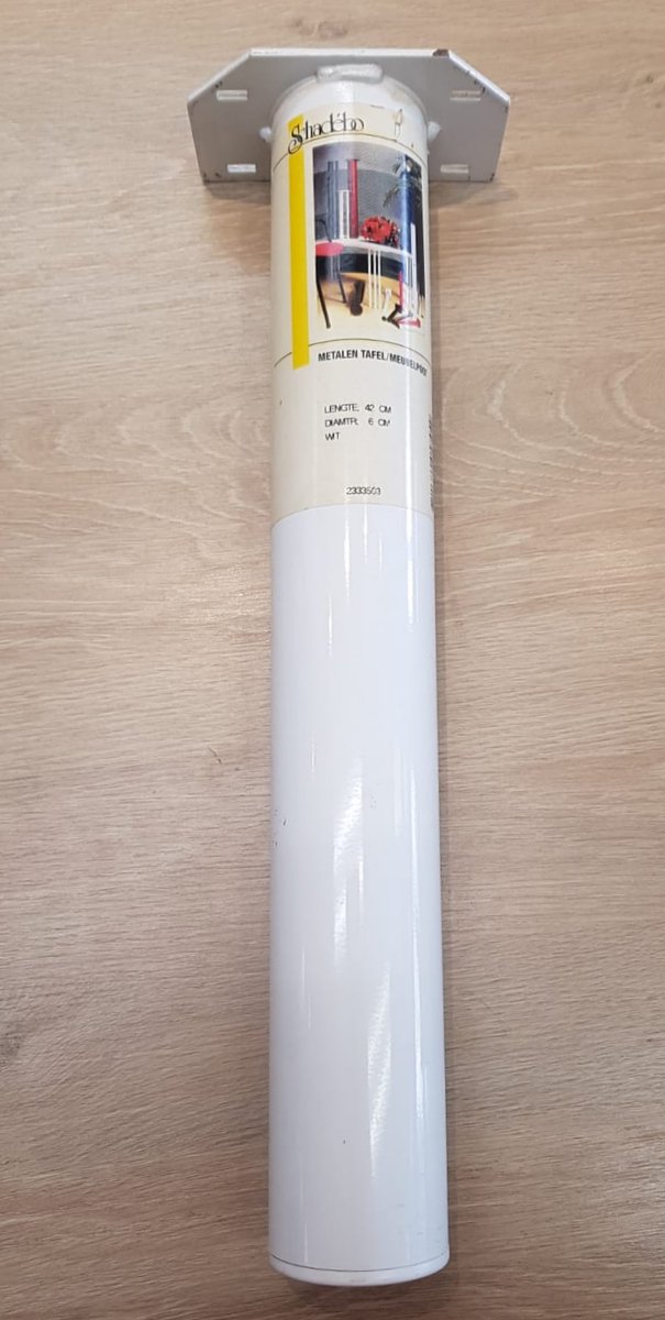 Schadebo - Metalen tafelpoot 6 x 42 cm - wit - Meubelpoot