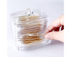 Doodadeals® - Luxe Wattenstaafjes Houder – Oorstokjes Houder – Met Deksel – 8.8 x 6.8 x 7 cm – 1 Stuk