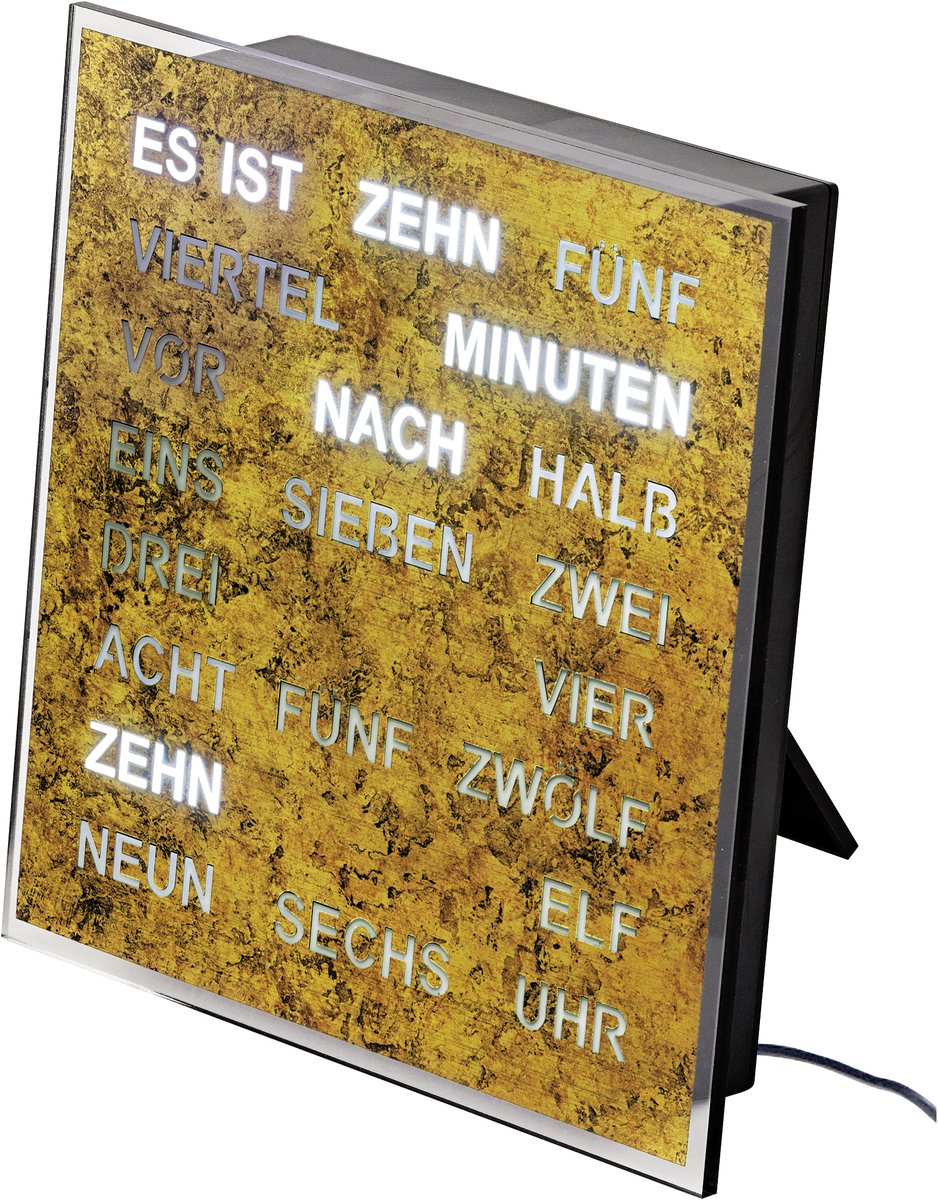 Intertime | Woordklok | Wandklok | Tafelklok | 20x20 | Epoxy Brons | Duits