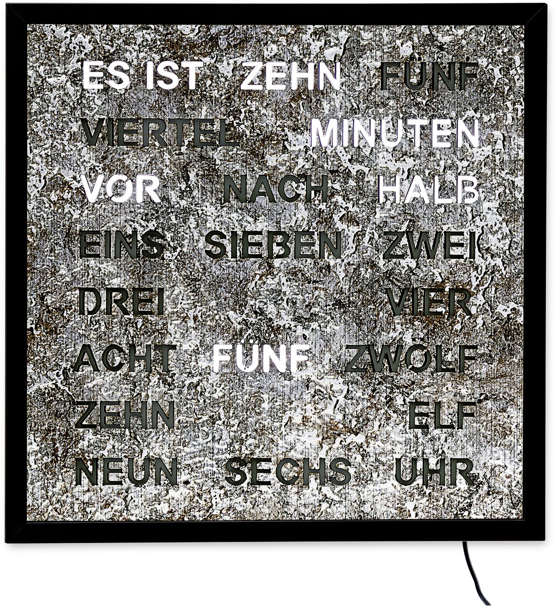 Intertime | Woordklok | Wandklok | 40x40 | Grafiet| Duits