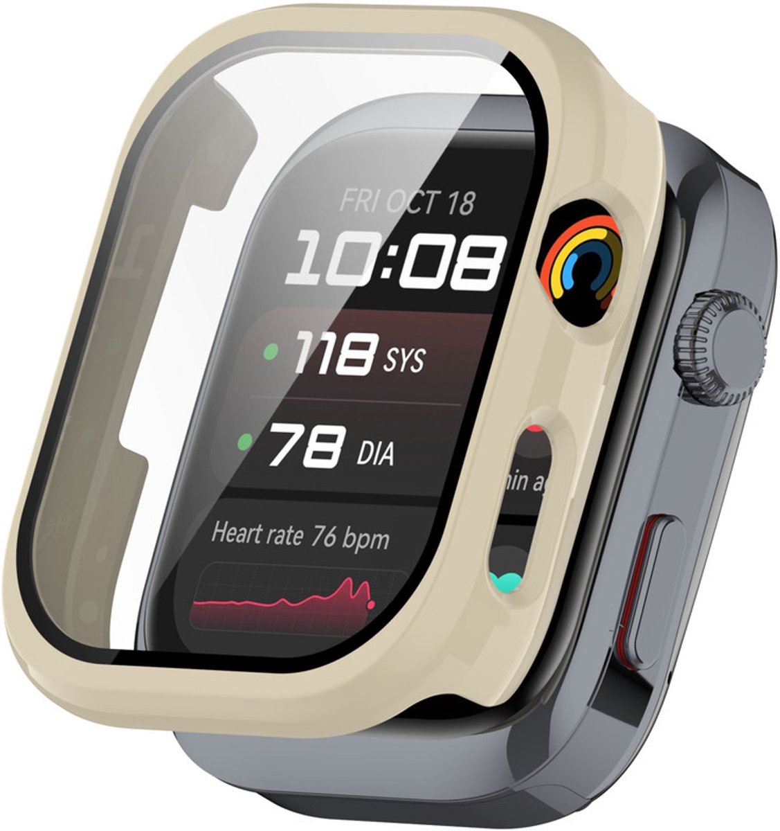 Watch case screenprotector - hoesje - gehard glas - geschikt voor Huawei Watch D2 - beige