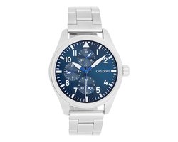 OOZOO Timepieces - Zilverkleurige horloge met roestvrijstalen armband roestvrijstalen armband - C11505