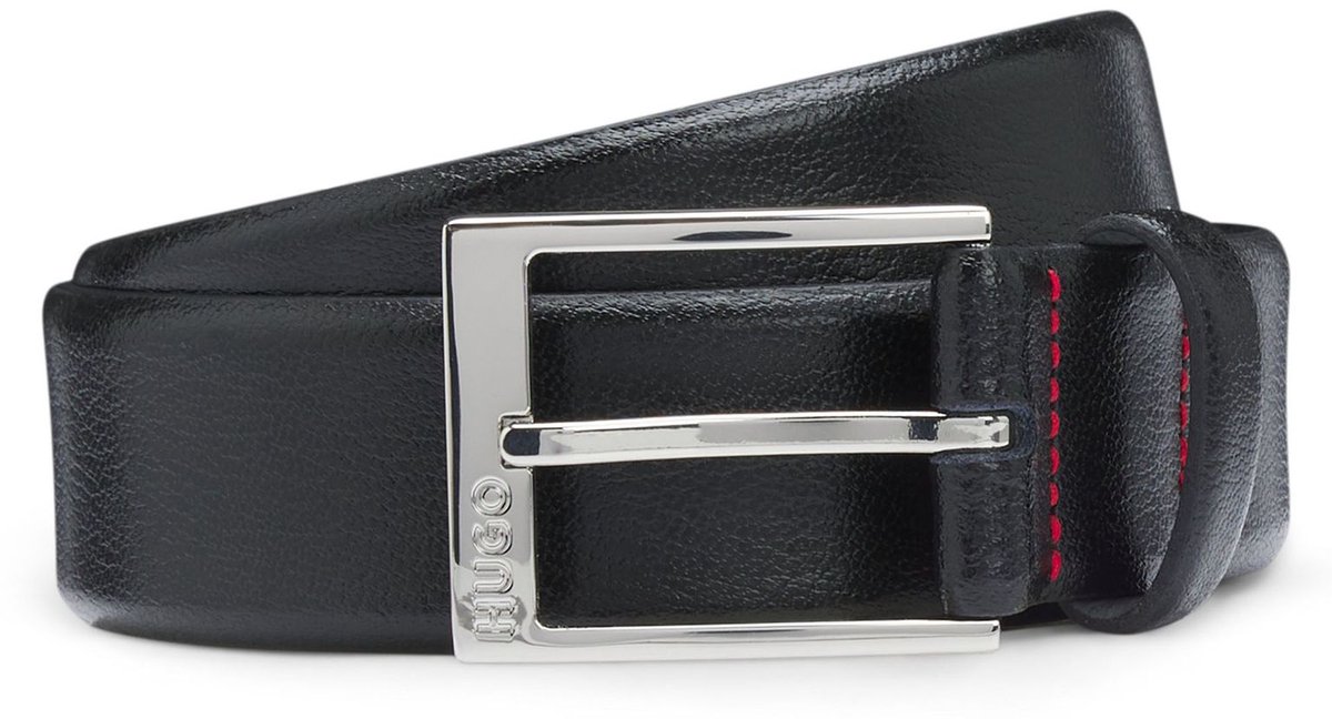 HUGO Leren Riem Gellot Sz35 Belt W110 Black Zwart