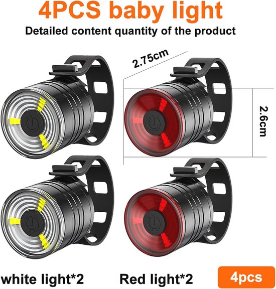 Kinderwagenverlichting op Batterijen - LED Veiligheidsverlichting met 3 Lichteffecten en Waterdichte Reflectoren - Accessoires voor Kinderwagens (4 Stuks) van Merkloos — afbeelding 4