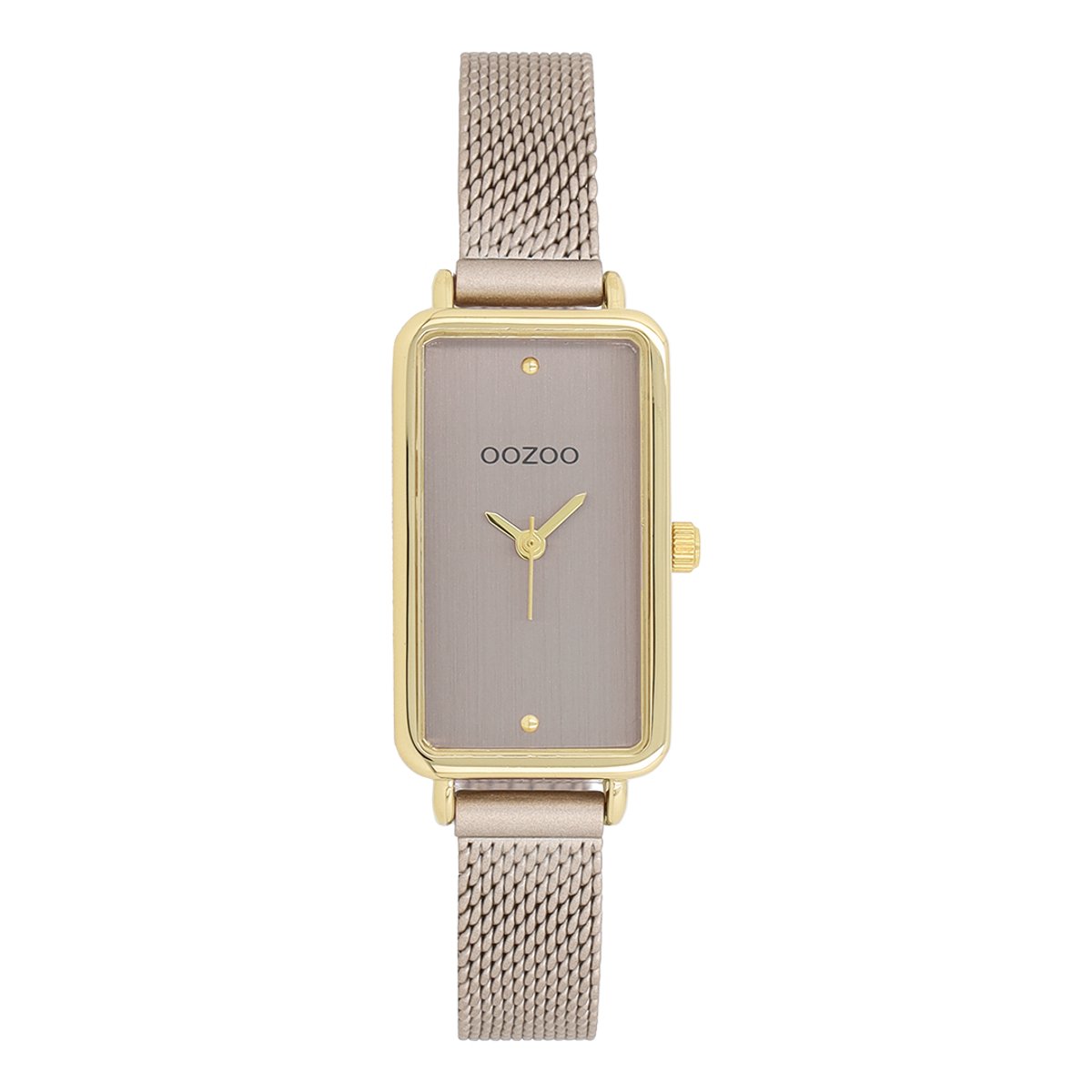 OOZOO Timepieces - Goudkleurige horloge met metalen mesh armband metalen mesh armband - C11534