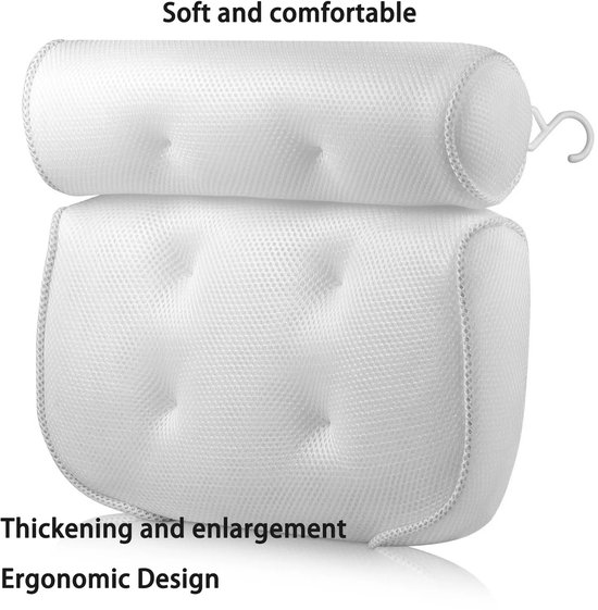 lomonmen Badkussen, ergonomisch nekkussen, badkuipmat, met zuignappen voor badkuip, spa, inweken