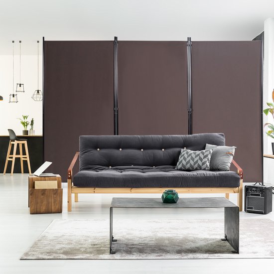 COSTWAY Kamerscherm, 260 x 183 cm, 4-delig inklapbaar, scheidingswand, wandscherm van metaal en polyester, inkijkbescherming, kamerverdeler, binnen voor thuis, kantoor, terras (koffie, 3-delig