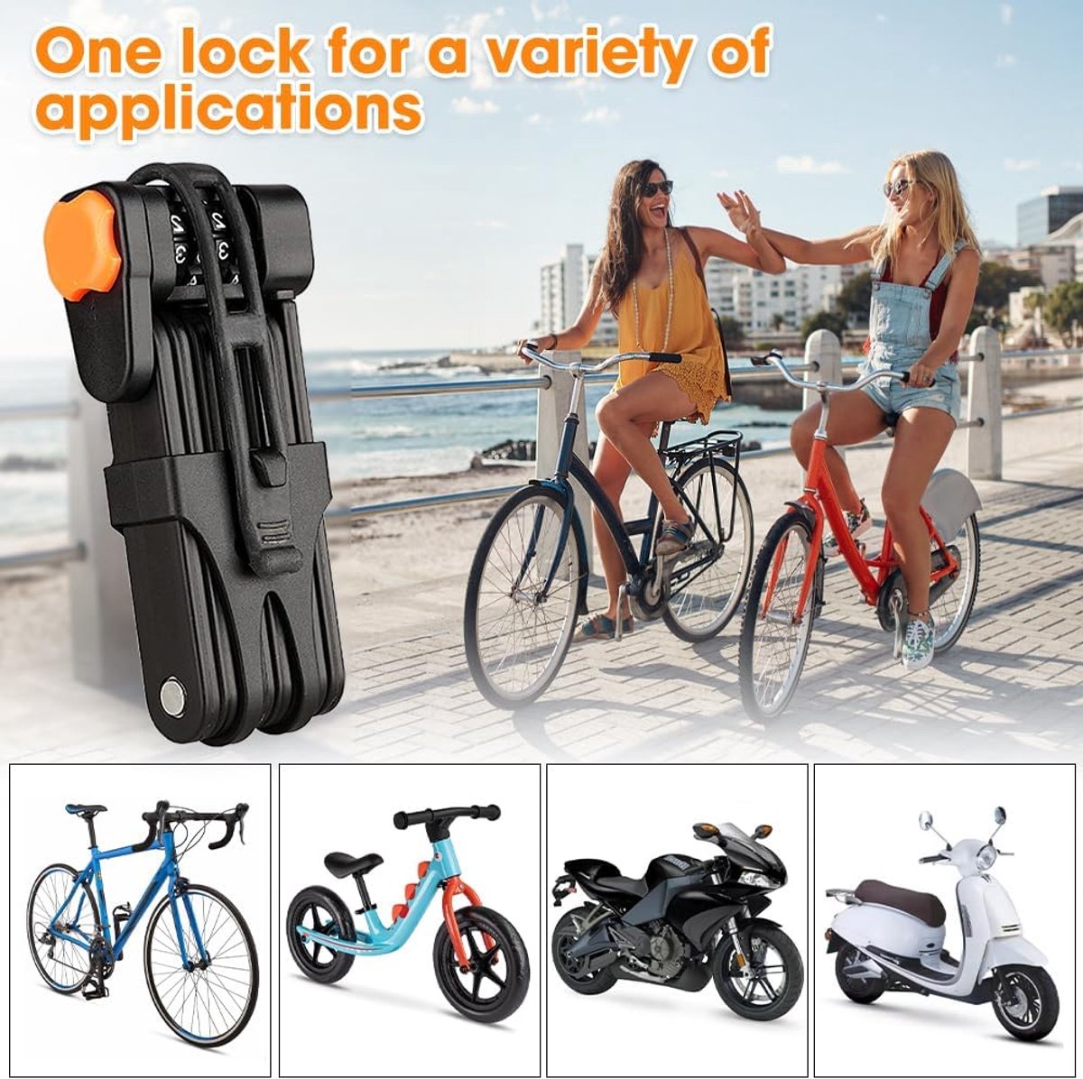 Vouwslot - Slot voor Electrische Fietsen en Fatbike - Fietsslot - Voor elk type Fiets - Met Houder – foto 5