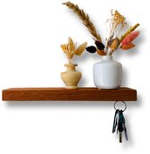 HangKey Plankie XL Sapelli - Wandplank Sleutelrekje van Massief Sapelli hout - Sleutelkastje voor Binnen - Houten Sleutelhouder en Organizer - 29,5 x 7 x 2,4 cm