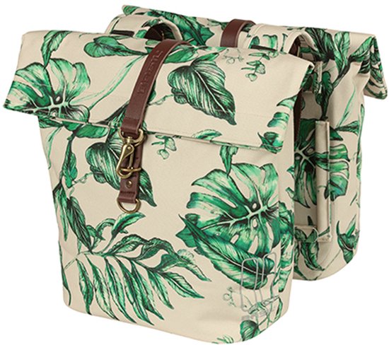 Basil Ever-Green - Dubbele fietstas - 32 Liter - Waterafstotend materiaal - Gerecycled PET polyester - Beige