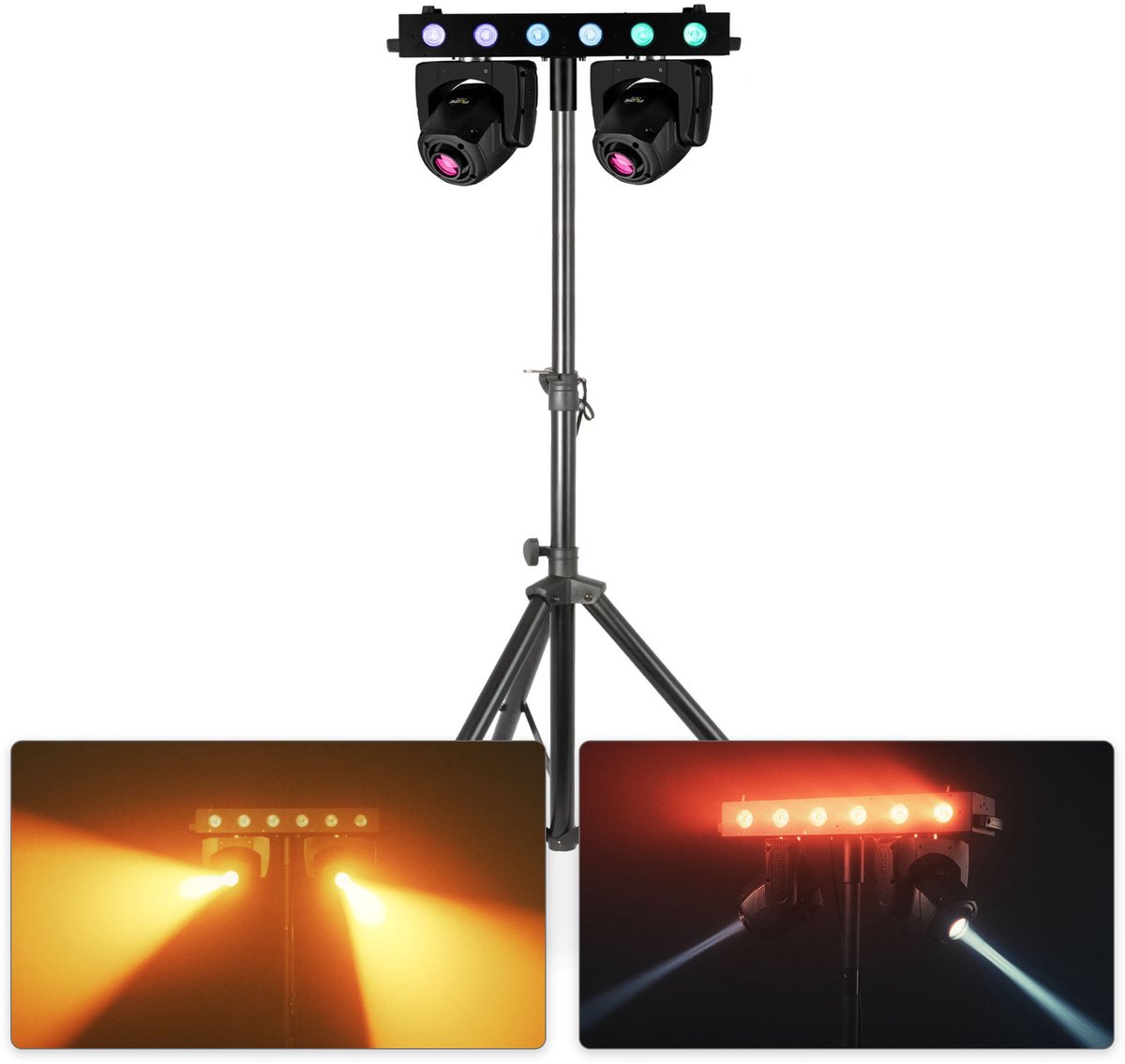 BeamZ Fuze Twin moving head bar - Set van 2 RGBW moving heads op statief - 75W