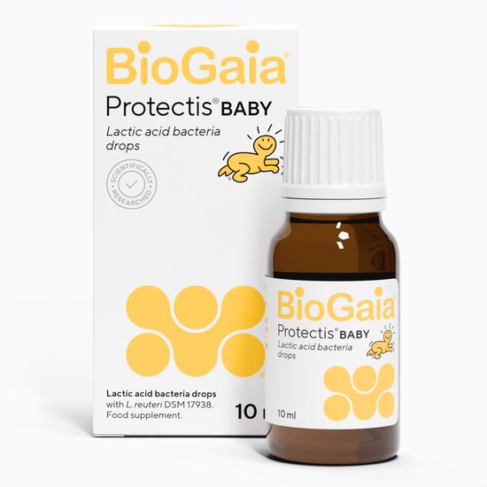 BioGaia Protectis Baby Druppels, 100 Miljoen Levendige Lactobacillus Reuteri, Zuivelvrij Probioticumsupplement voor Pasgeborenen, Baby's en Peuters voor Ondersteuning van de Spijsvertering, Helpt bij het Verlichten van Buikgas en Ongemak - 10ML