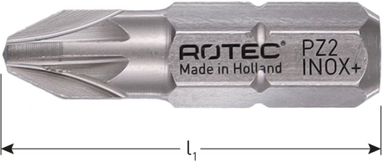 Rotec schroefbit, INOX+, C6.3, PZ 2x25 (Pozidriv) (10st.) | bol