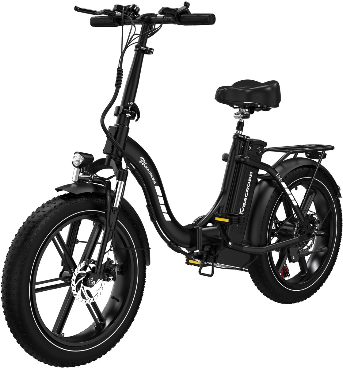 EVERCROSS EK6 Elektrische Fiets | Opvouwbare E-bike | 20 Inch Fatbike | 13AH | 25km/h | 7 Versnellingen | zwart