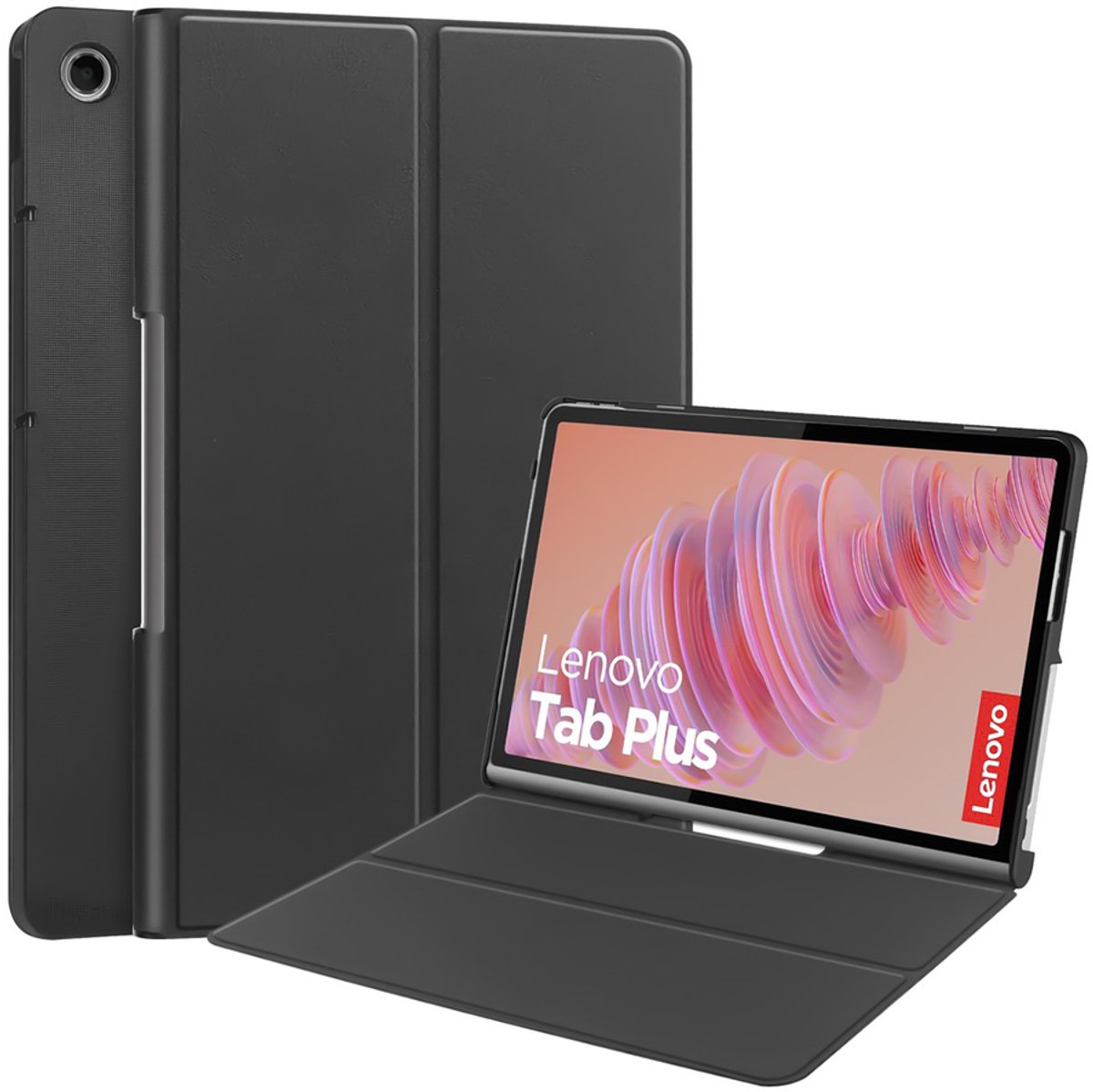 Just in Case tablet Hoes geschikt voor Lenovo Tab Plus - TriFold Bookcase - Zwart