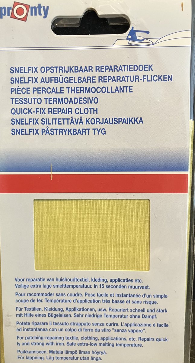 Pronty reparatiedoek 11 x 25 cm geel opstrijkbaar