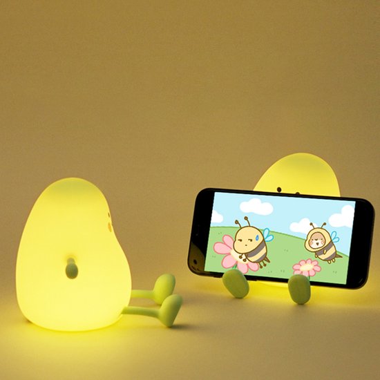 Kinder Nachtlampje - Mango - Timer - Veilig voor Kinderen - Nachtlampje Baby - Zacht Siliconen - Dimbaar - Telefoonhouder - Draadloos - Babykamer Verlichting - USB Oplaadbaar - LED - Slaaphulp Kinderen - Bedlampje - Kindvriendelijk - Fruit - Duurzaam van kinder — afbeelding 4