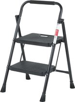 AVOID Huishoudtrap – Keukentrap Opstapkrukje – Inklapbare Trapladder – 2 – Zwart – Veilig & Stabiel