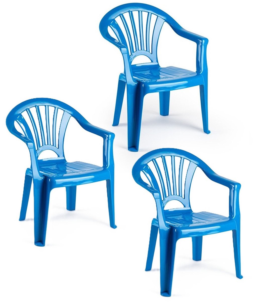 Trendoz Stoeltjes voor kinderen - 3x - blauw - 50 cm - voor binnen en buiten - kunststof