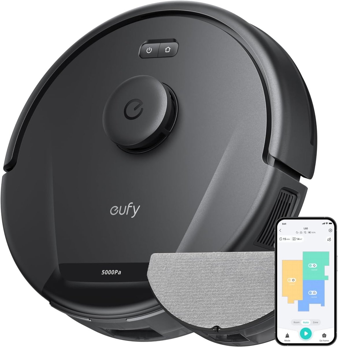 eufy Clean L60 Hybrid Robotstofzuiger met dweilfunctie - Robot Vacuum - 5.000 Pa Zuigkracht, Bestuurbaar via smartphone