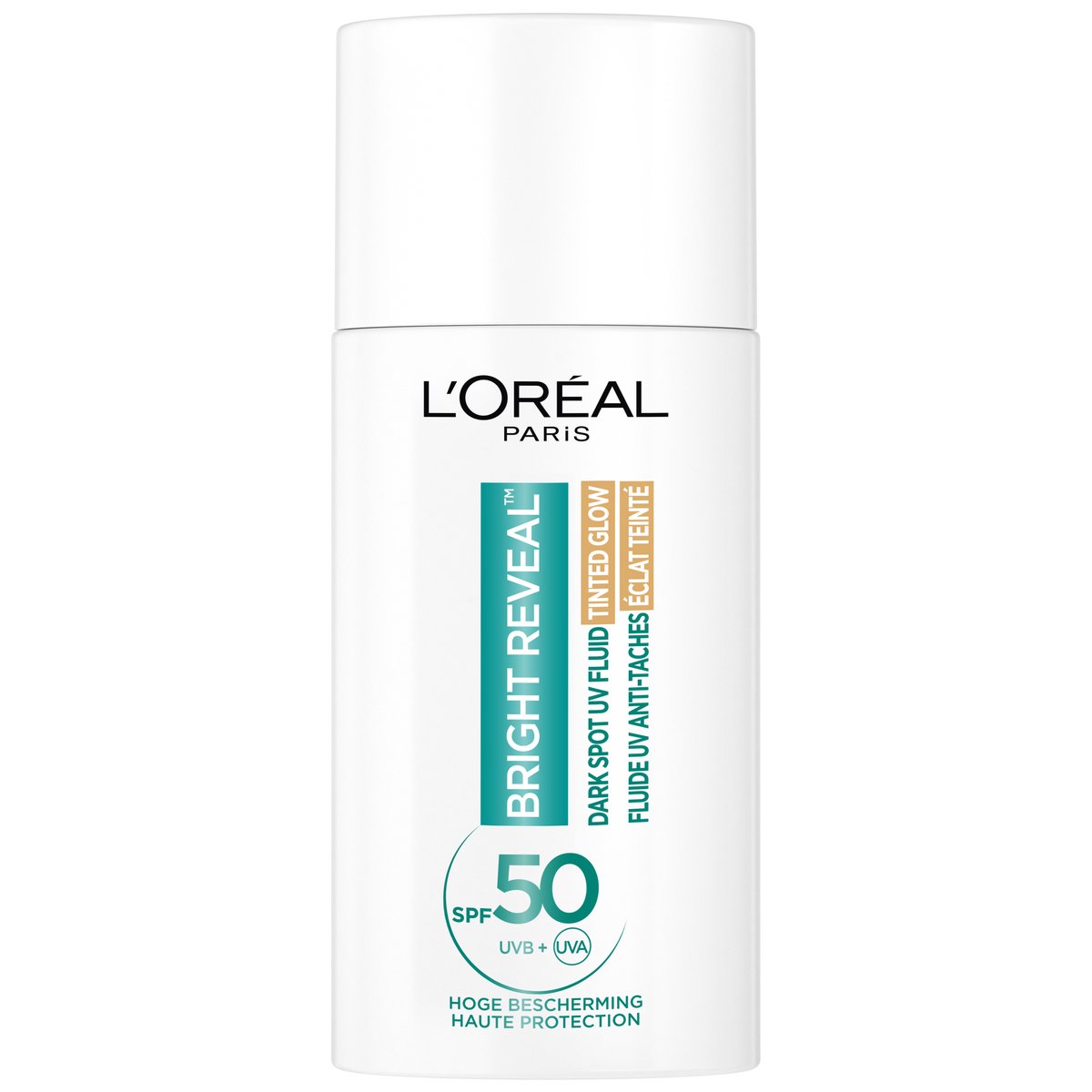 Goedkoopste L'Oréal Paris Bright Reveal Daily UV Fluid Tinted Glow met SPF 50 - voor een stralende egale teint - vermindert en corrigeert pigmentvlekken - 50ml