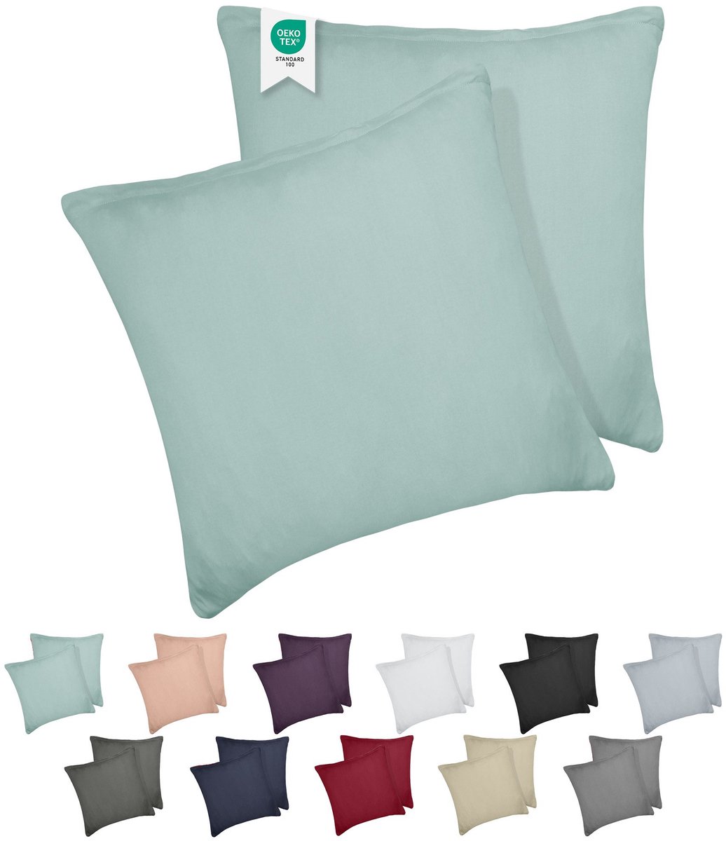 Barbons kussensloop 80x80 set van 2 - Jersey 165 g/m² kussenhoes - 100% Katoen - groen