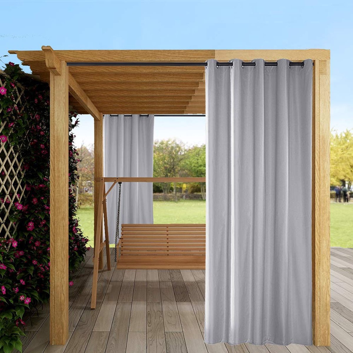 Unyqoos ® Waterdichte en UV-bestendige Outdoor Gordijnen voor Balkon en Tuin, Grijs, 137 x 244 cm