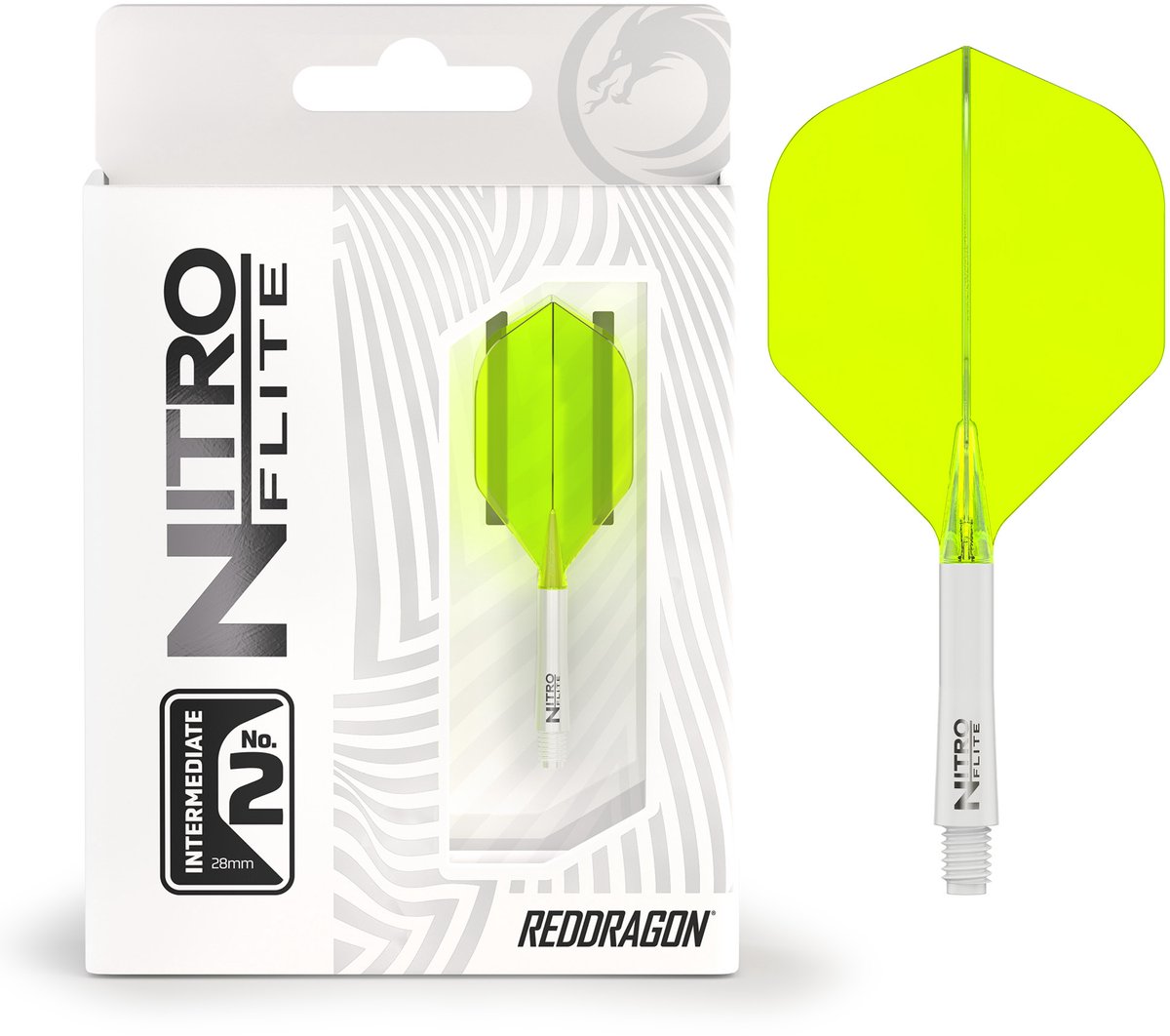 RED DRAGON Darts - Nitro Flite Flight & Shaft - Wit/Geel - Intermediate
