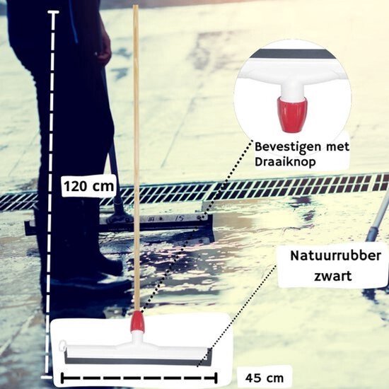 Synx Tools Coco Binnenbezem 30cm + Vloertrekker Kunststof 45cm met Steel 120cm - Zaalveger - Vloerreiniger - Natuurrubber - Zachte bezem kokos Met steel 150cm van Synx Tools — afbeelding 4