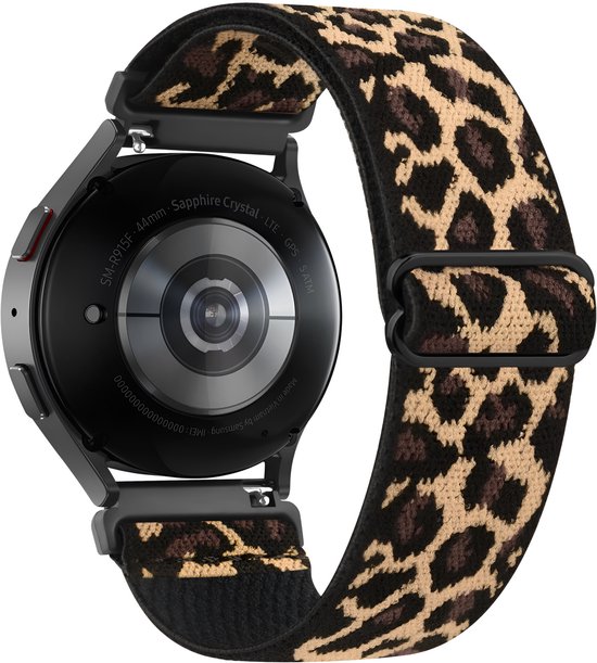Bracelet de montre connectée Innerlight® en Siliconen 20 mm – Imprimé léopard – Bracelet en nylon compatible avec Samsung Galaxy Watch 7/6/5/ Pro /4/3/ Active 2 – Polar Ignite/Unite – Huawei