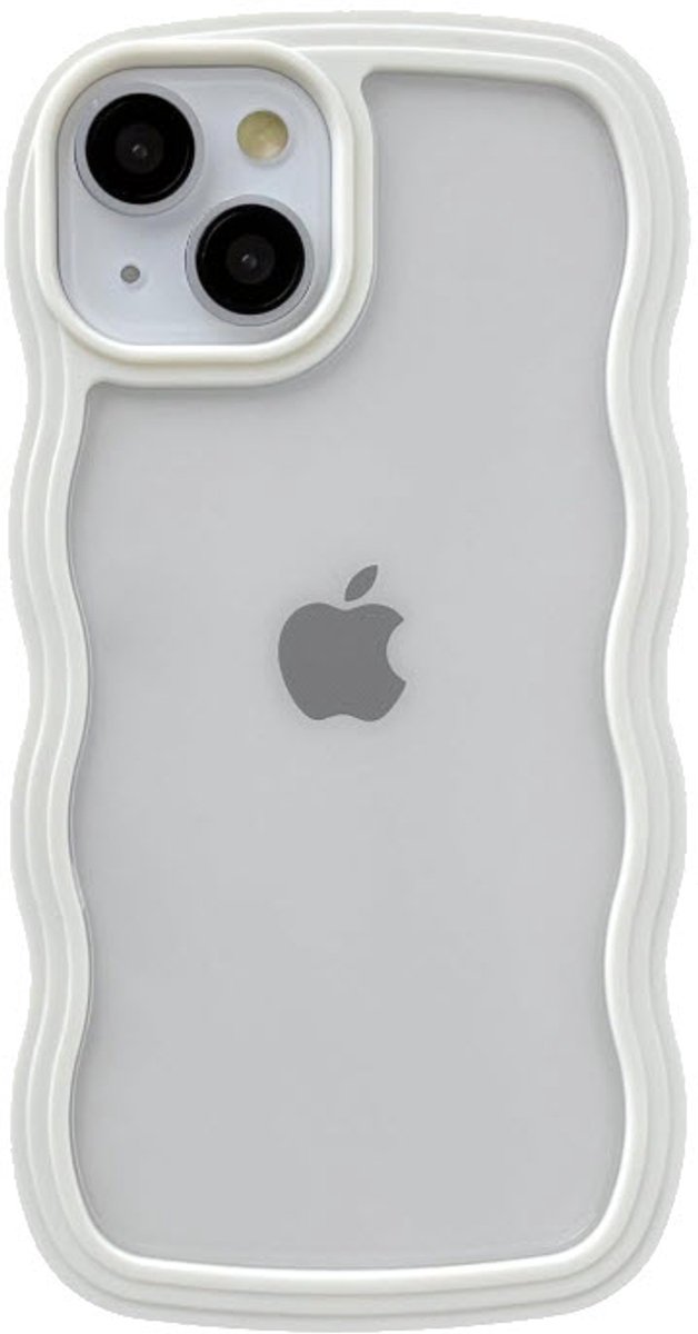 Trim Wavy Telefoonhoesje iphone 13 - iphone 14 - Trim Wavy case - Getrimd Golvend Telefoonhoesje - wit
