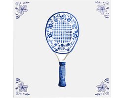 Delfts blauw tegeltje Padel racket - delfts blauw wandbord - delftsblauw - hollandse cadeautjes - wanddecoratie - decoratieve accessoires