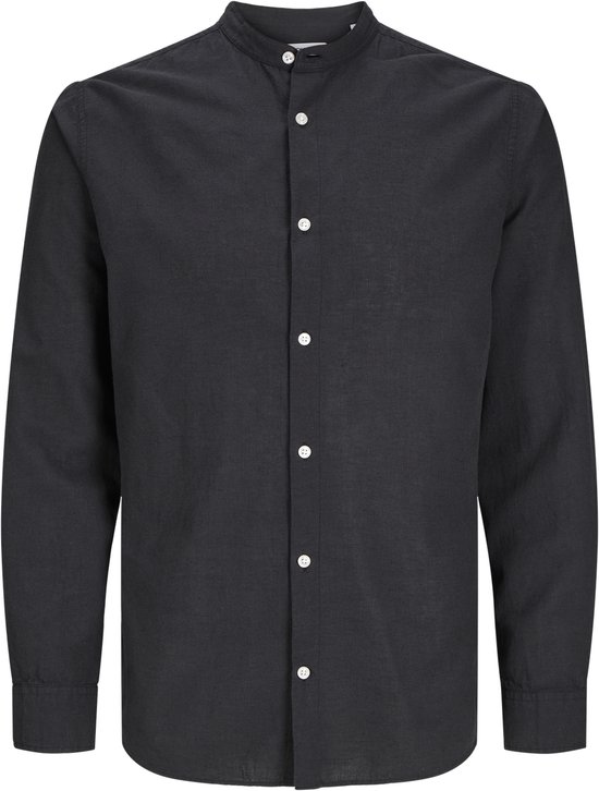 JACK&JONES JJEBREEZE LINEN BLEND BAND SHIRT LS SN Heren Overhemd - Black