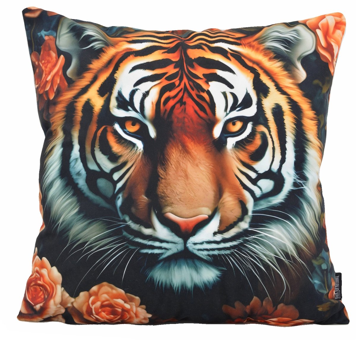 Gek op Kussens! Sierkussen Flower Lion | 45 x 45 cm | Katoen/Polyester Oranje-Groen