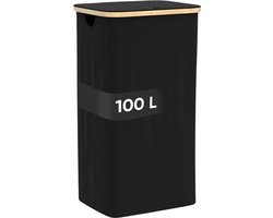 DARI. Wasmand 100L - Opvouwbare wasmand - Uitneembare waszak - Wassorteerder - Zwart