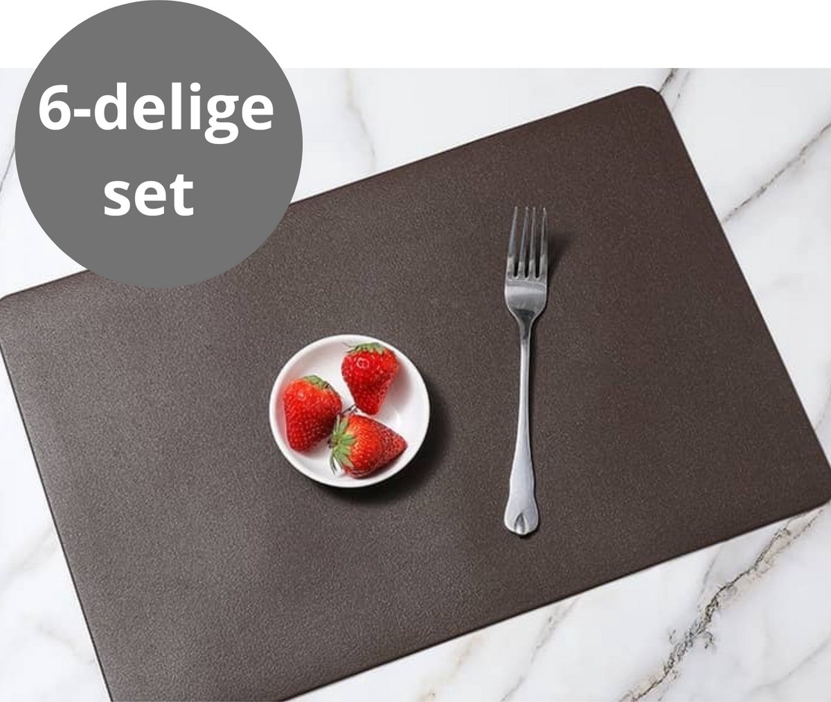 Placemats - bruin - 45 x 30 cm - 6 Stuks - onderleggers - water afstotend - afneembaar - anti-slip