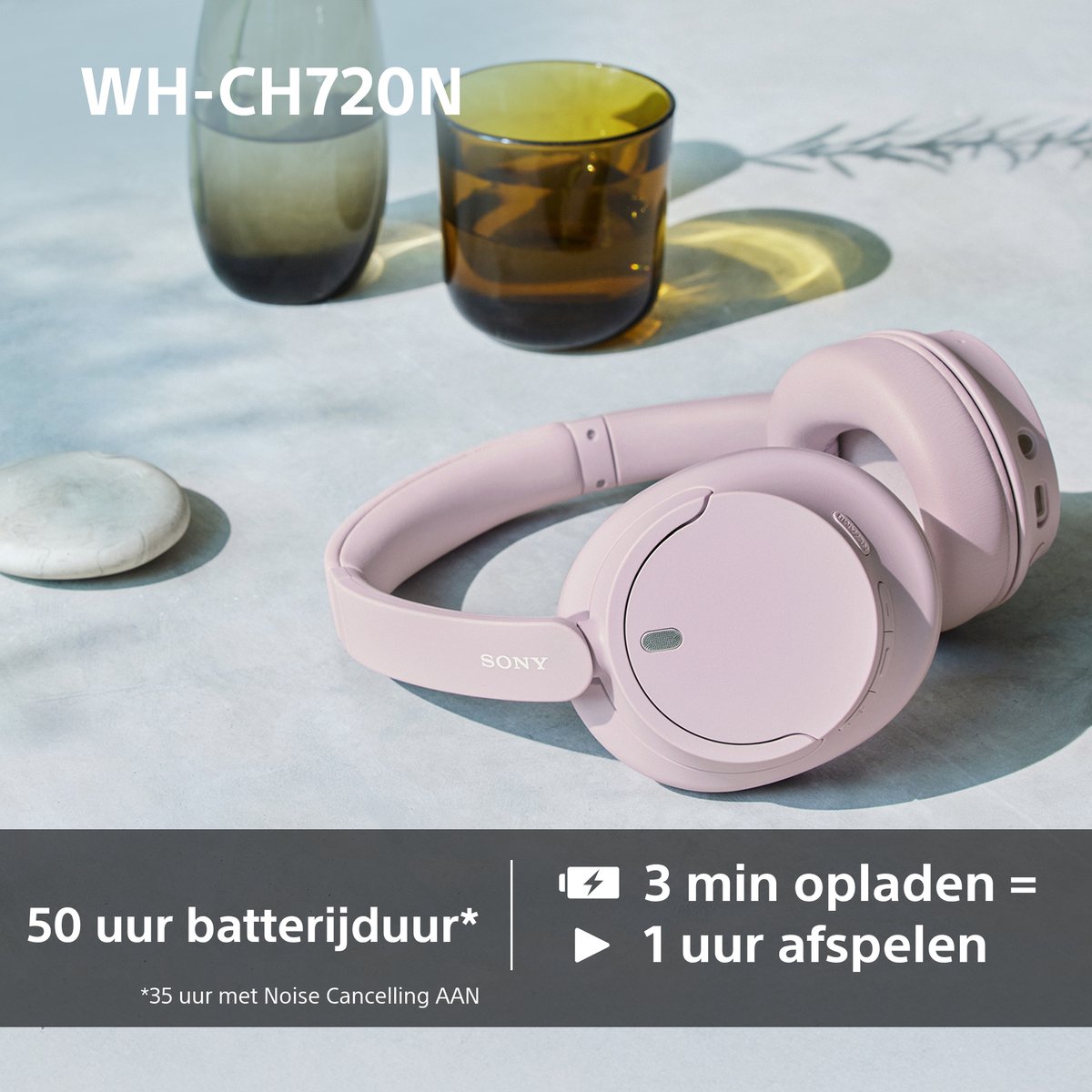 Sony WH-CH720N – Draadloze over-ear koptelefoon met Noise Cancelling - Roze – foto 6