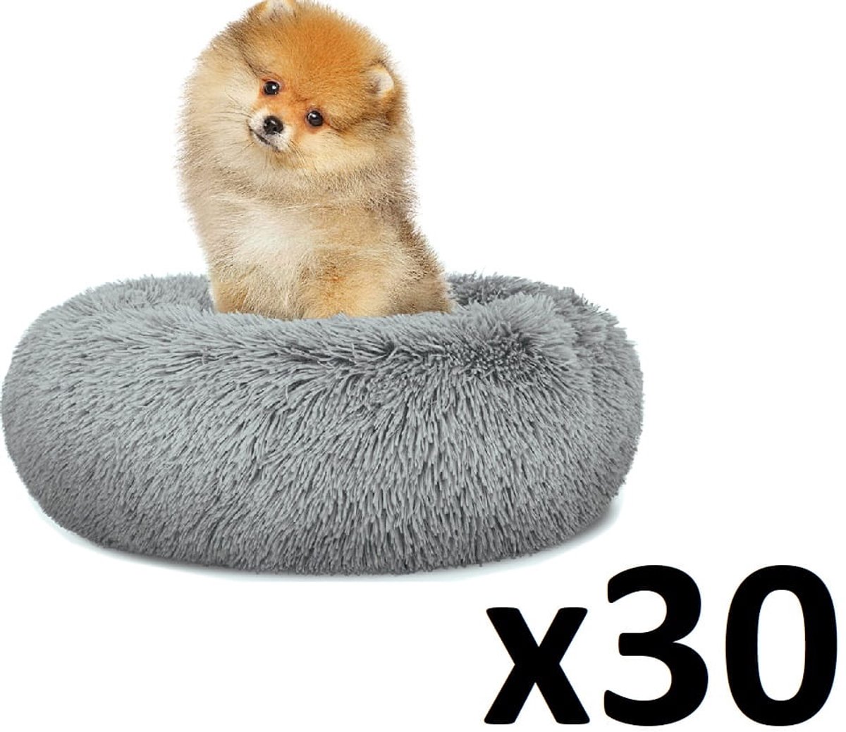 Voordeelverpakking van 30 - Pluche Hondenmand of Kattenmand S 40 cm - Lichtgrijs - Comfortabele en Stijlvolle Mand voor Kleine Huisdieren - Ideaal voor Wederverkoop en Dierenopvangcentra