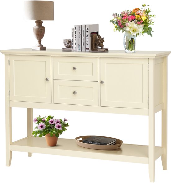 COSTWAY Console table d'entrée avec 2 tiroirs et armoires, table de ...