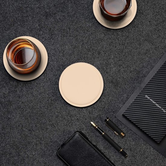 Sous-verres en Siliconen Castagnola – Sous-verres de Sous-verres Design avec support – Set de 12 dessous de verre antidérapants – Beige