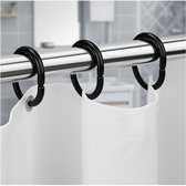 Produits FSW - 12 Pièces - Anneaux de rideaux - 4,6x2,9cm - Pliable - Rideau de douche - Bagues pour Rideaux - Ring - Crochets de rideaux - Crochet - Rideau - Plastique - Anneaux de rideau de Anneaux de rideau de douche - Zwart